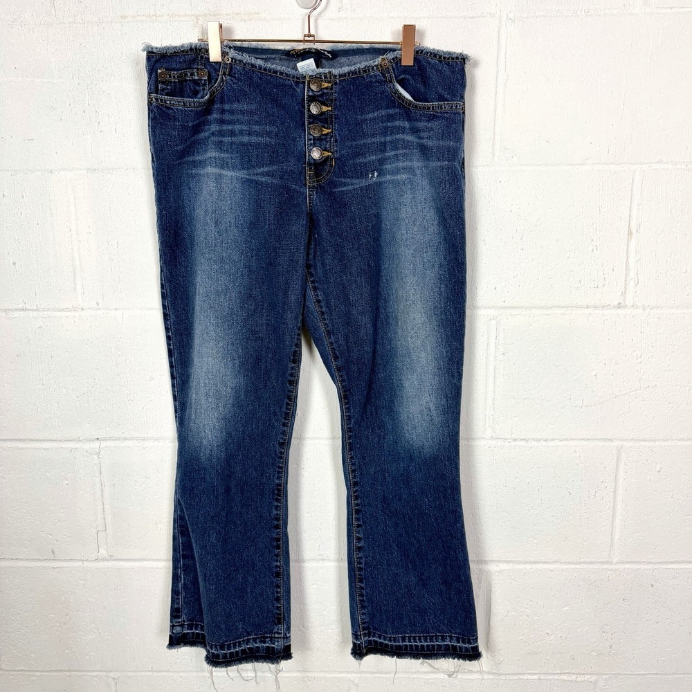 VTG Abercrombie Fitch Low Rise Jeans Raw Waist Flare Button Fly Hippie Indie 12